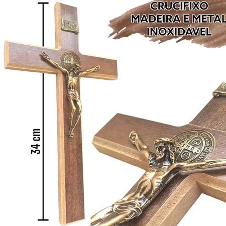 Crucifixo de Madeira com Medalha de São Bento 4