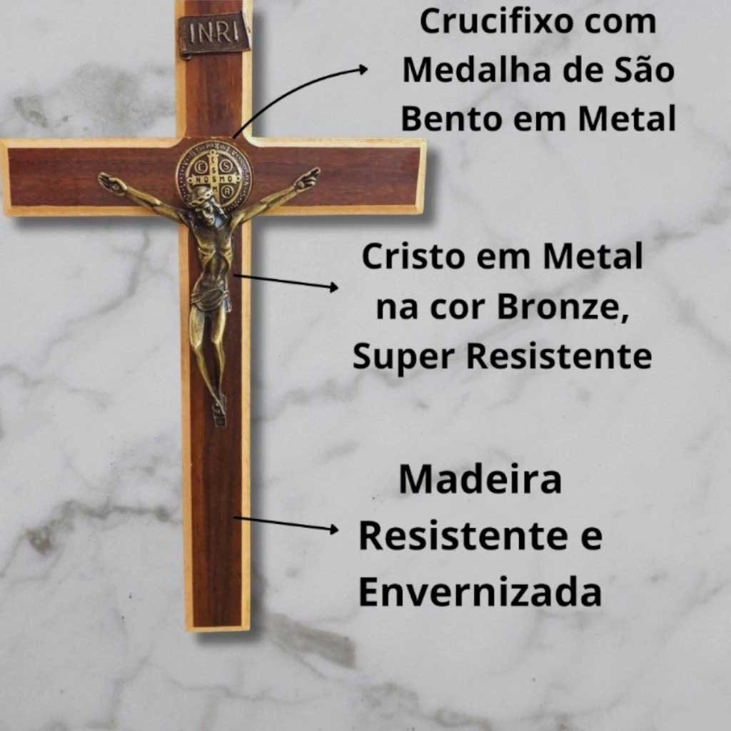 Crucifixo de Madeira com Medalha de São Bento 4