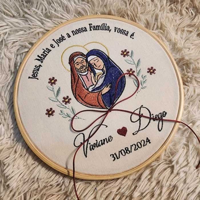 porta alianças bordado com a sagrada familia 12
