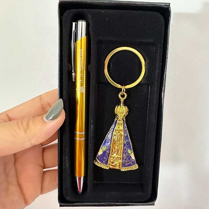 Kit caneta e chaveiro de Nossa Senhora Aparecida 1